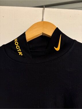 Black Long Sleeve Tee with Yellow Swoosh